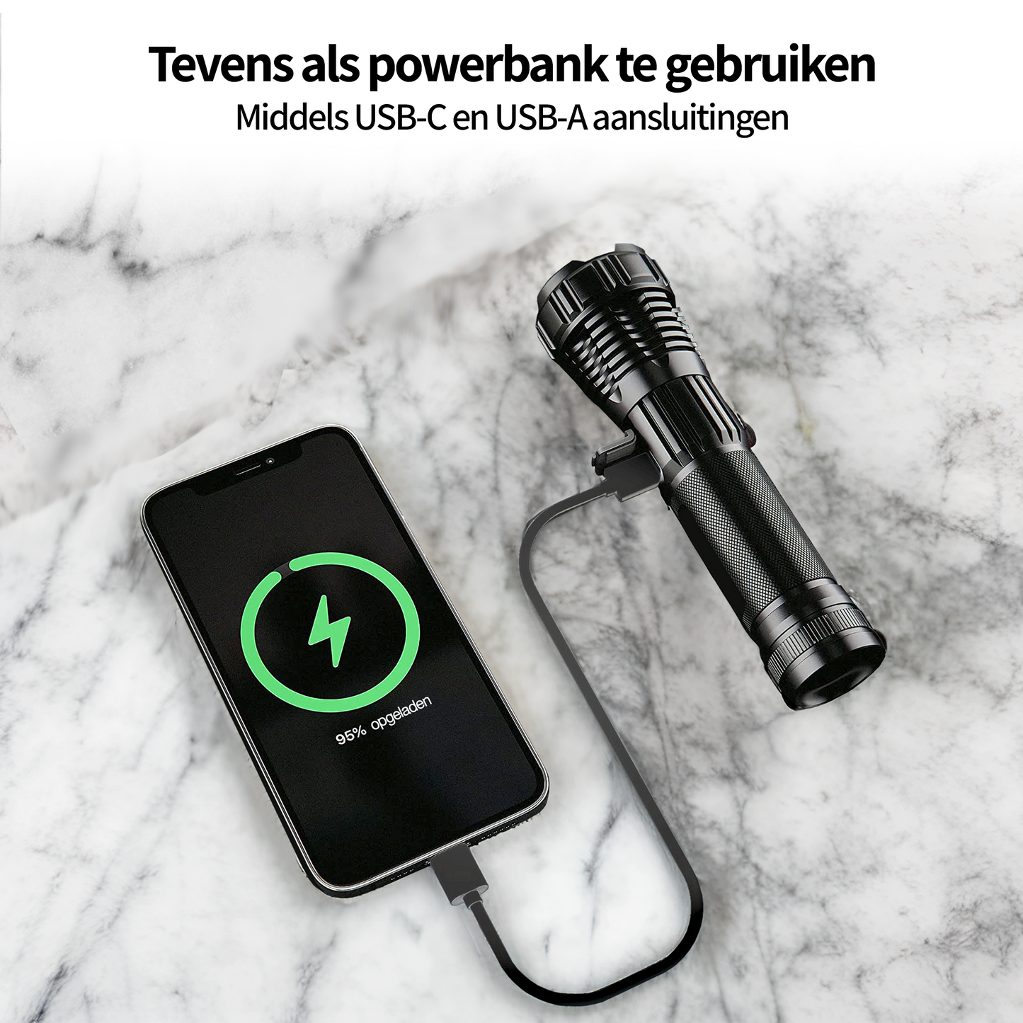 LASER Zaklamp LEP20 - 1.100 lumen - Oplaadbaar - Waterdicht