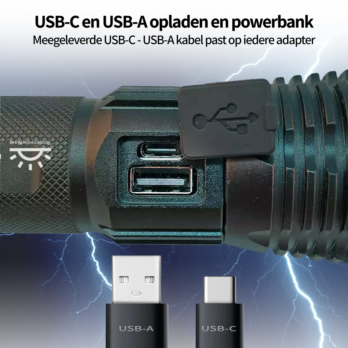 LASER Zaklamp LEP20 - 1.100 lumen - Oplaadbaar - Waterdicht