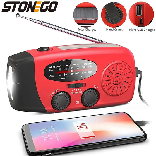 Noodradio Solar Powerbank met Hand-crank & Verlichting