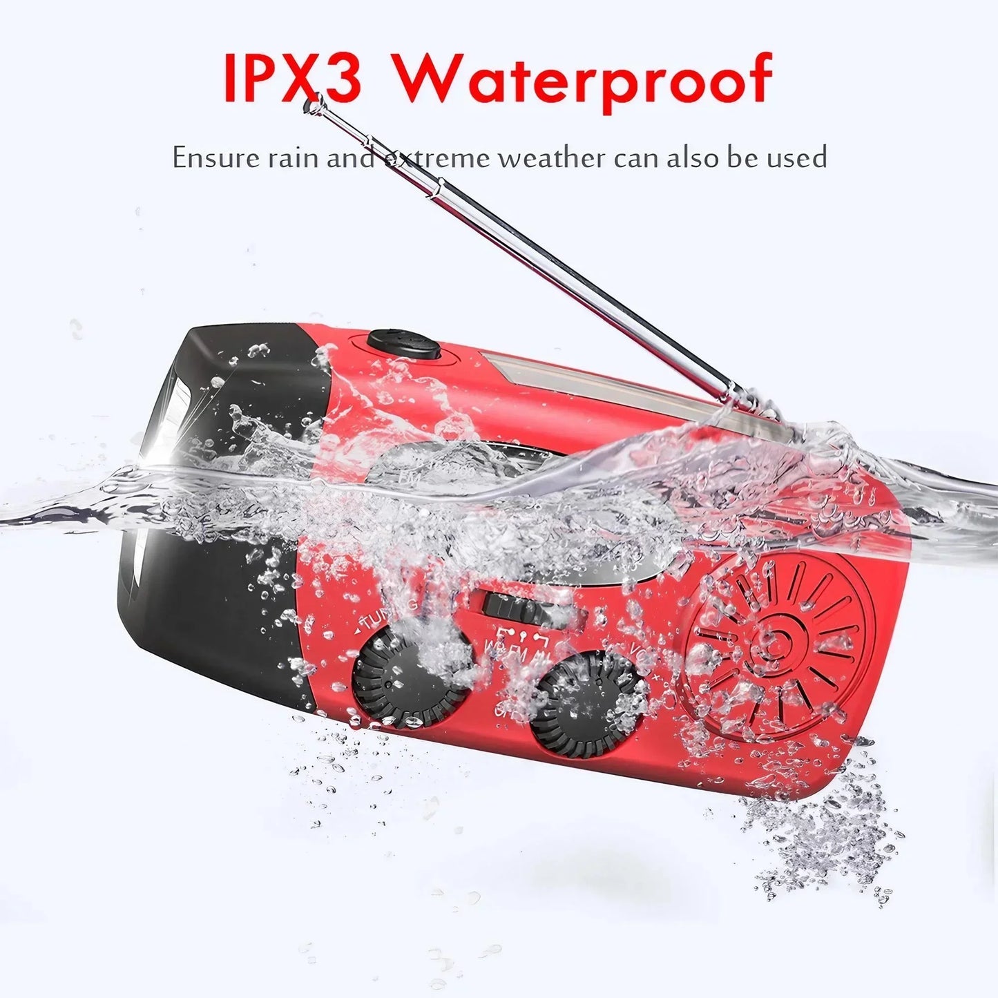 Noodradio Solar Powerbank met Hand-crank & Verlichting